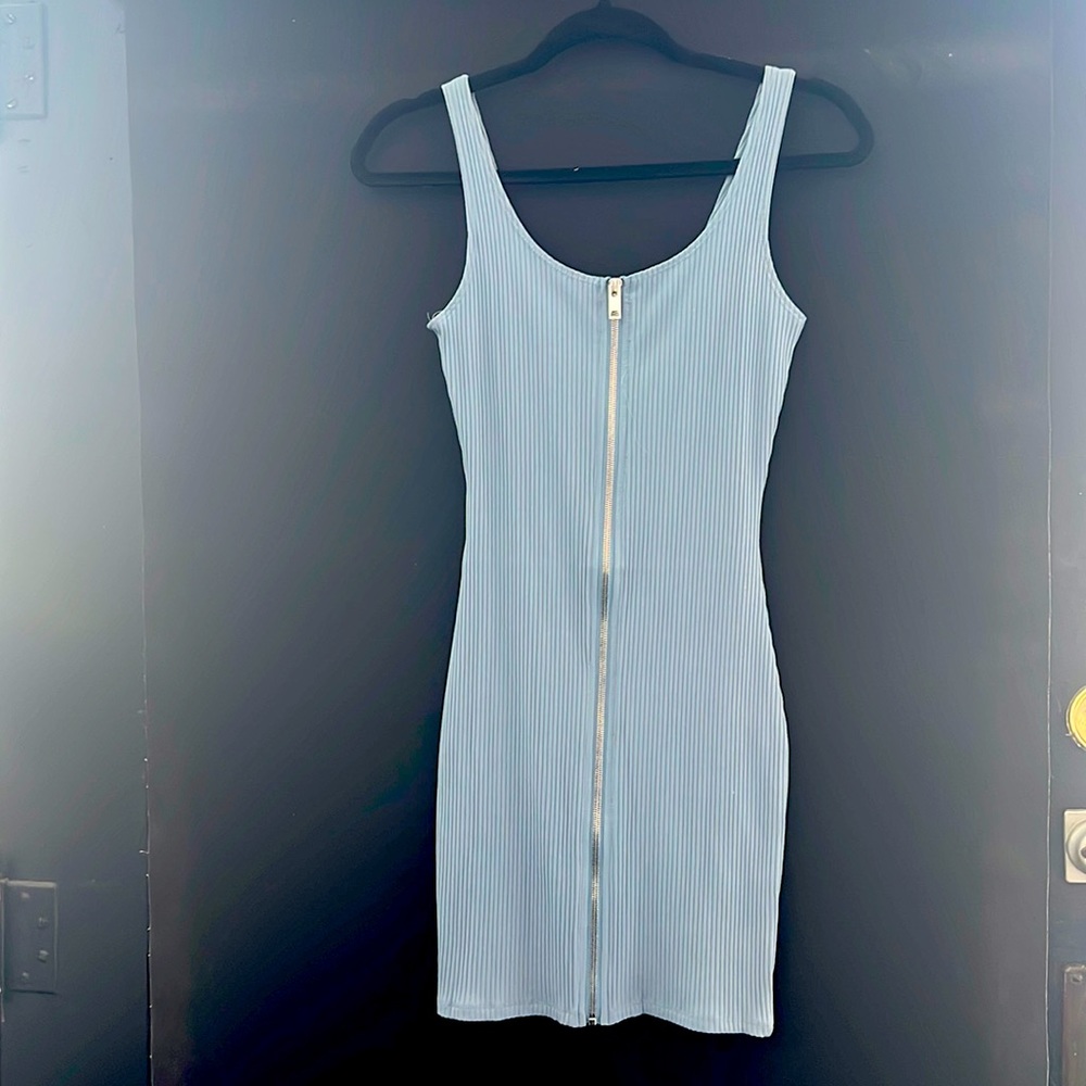Makers of dreams blue full zip bodycon dress